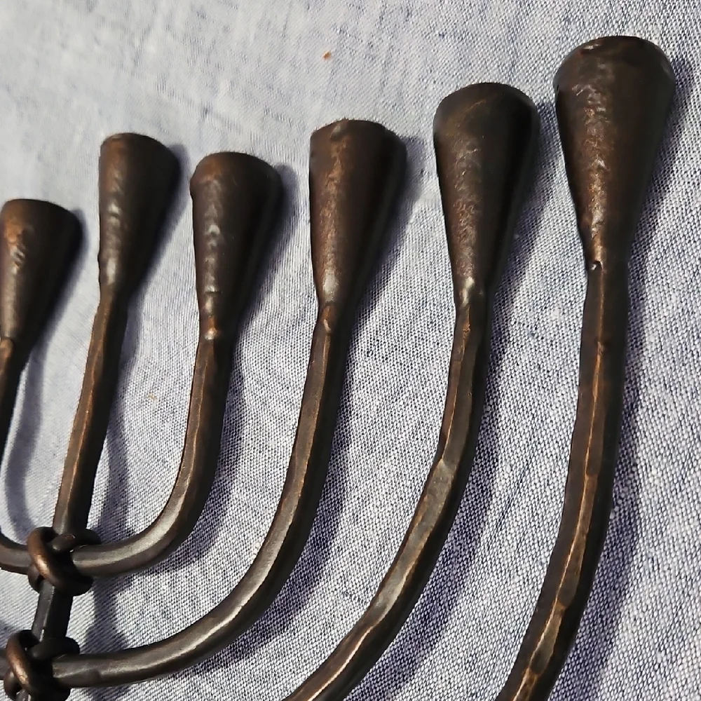 Vintage Crate&Barrel Hanukkah Jewish Menorah Antique Bronze Wrought Iron Holder